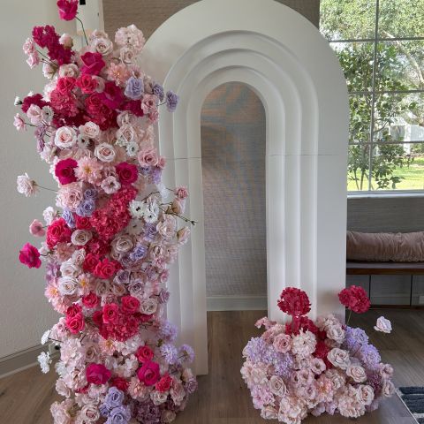 3D Rainbow White Wood Arch