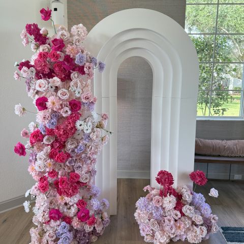 3D Rainbow White Wood Arch